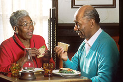 Older couple eating